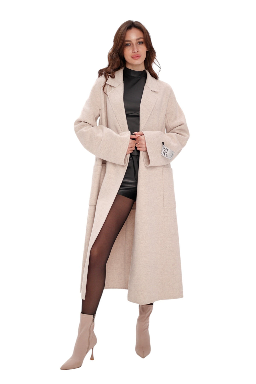 Mia Premium 85% Wool Cashmere Coat in Sea Salt