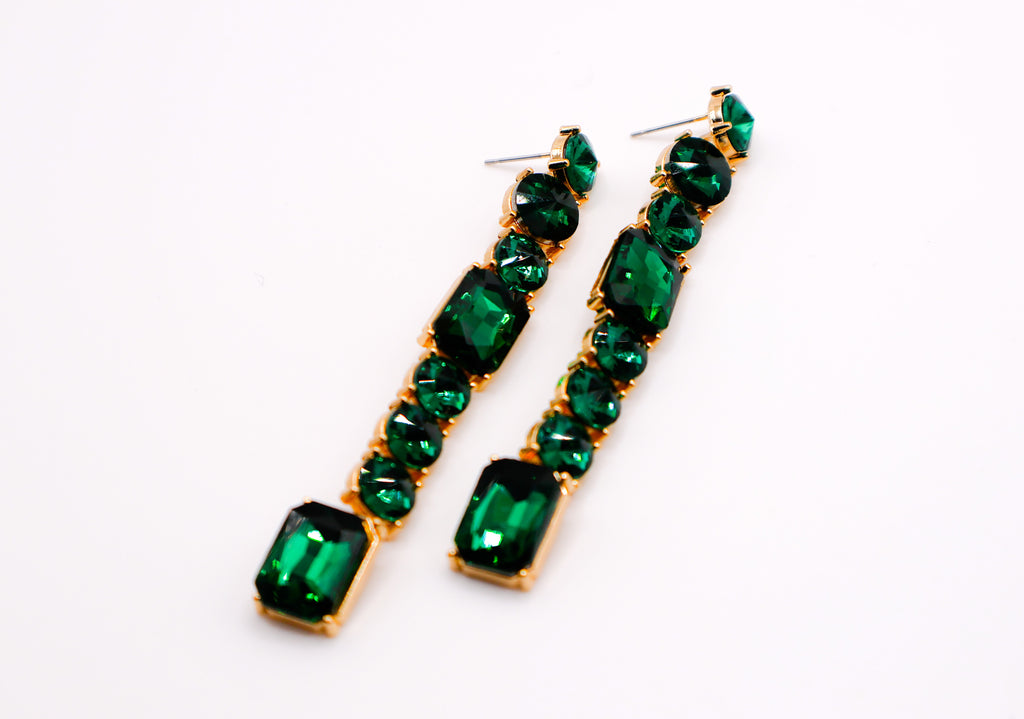 Emerald Cascade Earrings – Luxury Green Statement Earrings