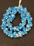 XL Ocean Mosaic Canoe-Shaped Krobo Powdered Glass Beads | Blue & White Recycled Glass Beads | Handmade African Beads from Ghana