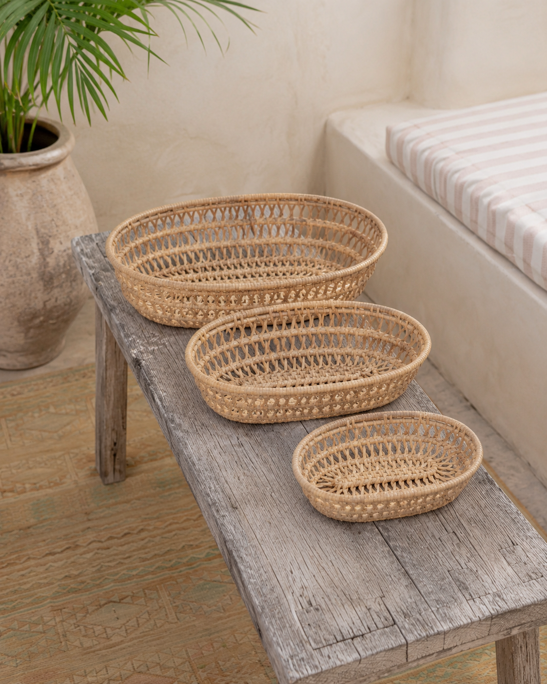 Oval Rattan Basket Set