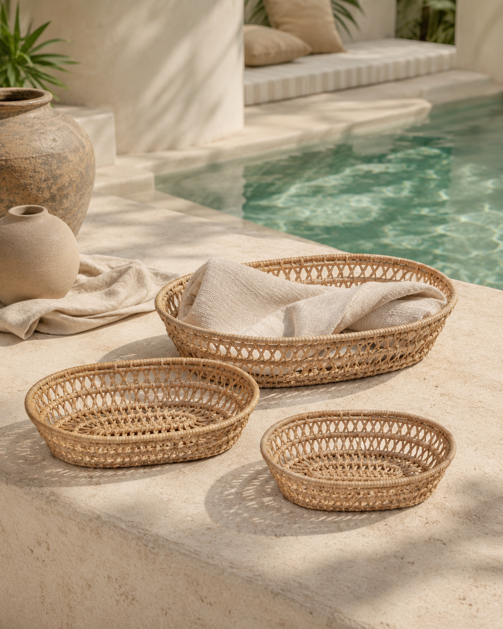 Oval Rattan Basket Set