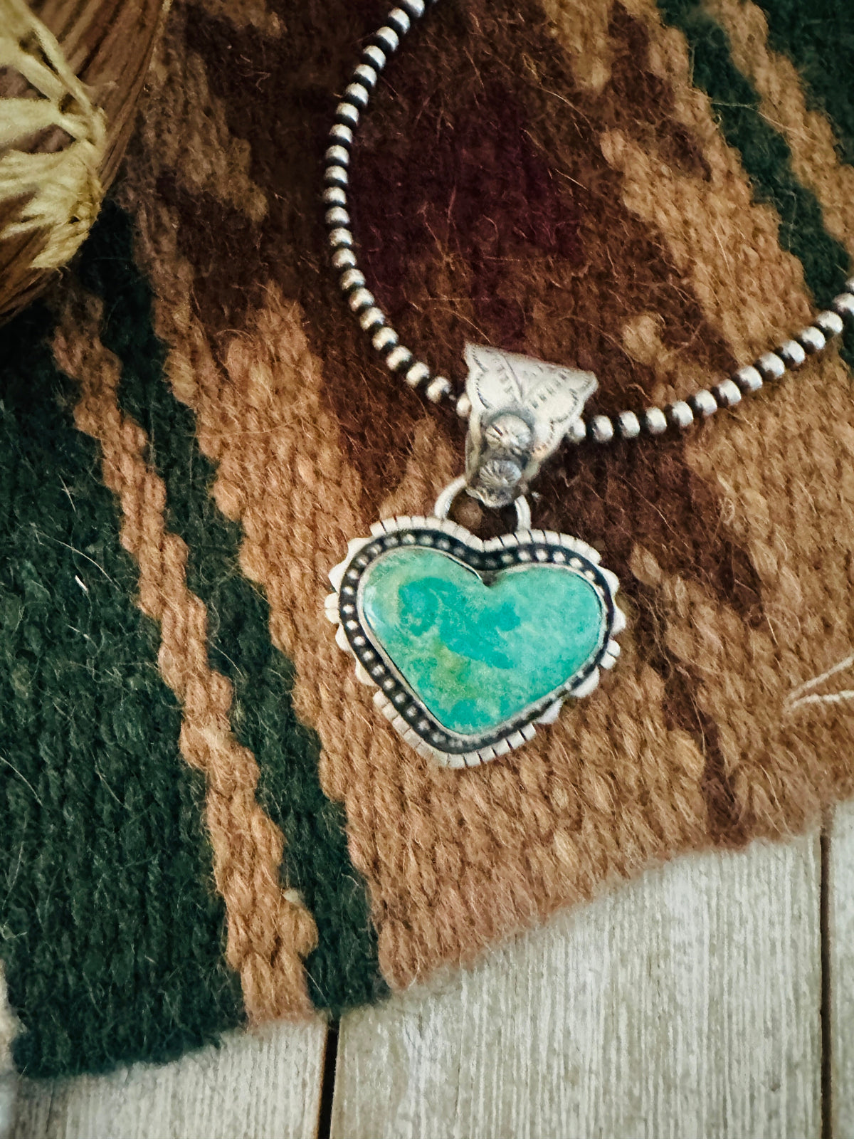 Handmade Turquoise & Sterling Silver Heart Pendant