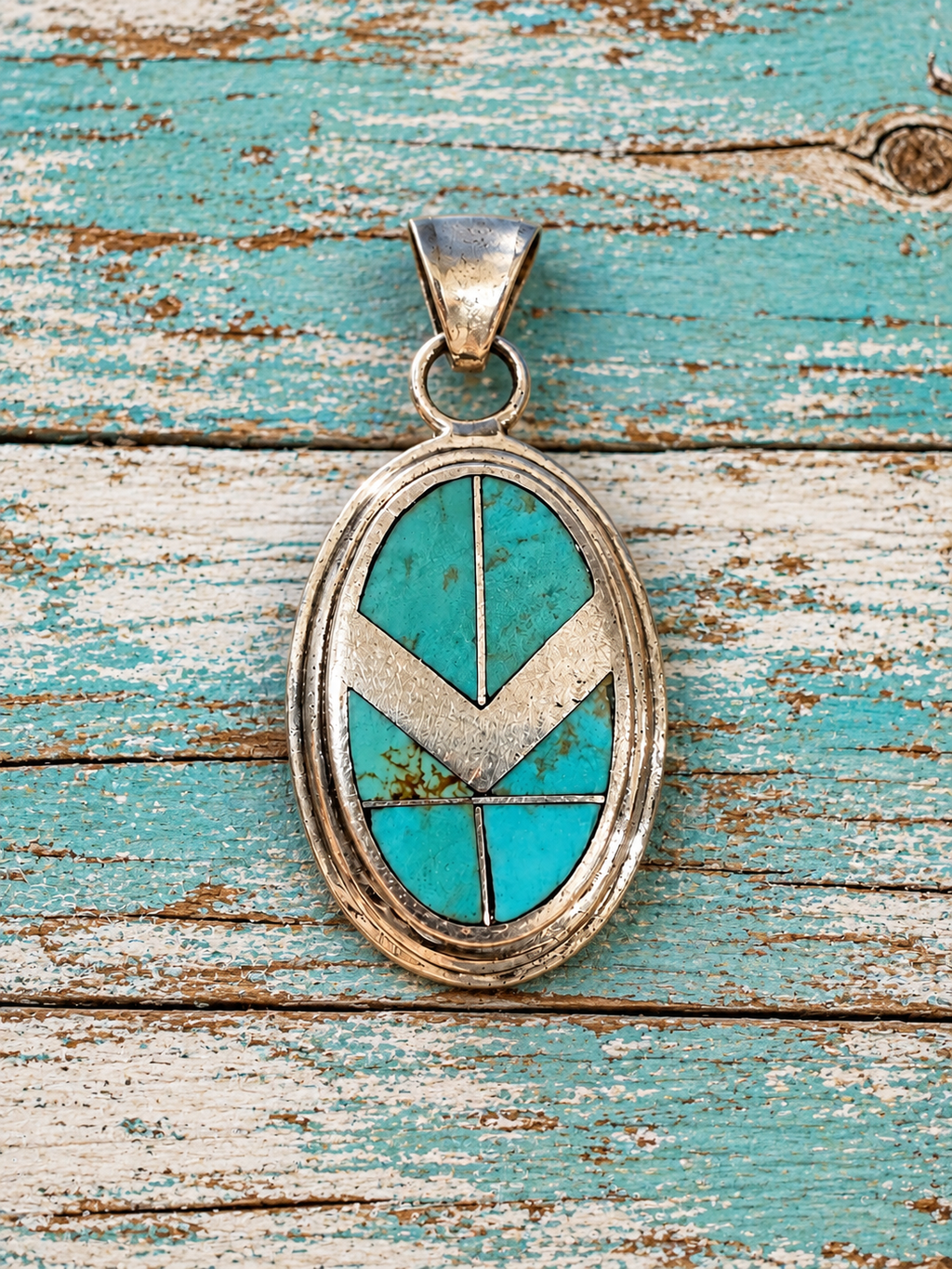 Handcrafted Turquoise 8 & Sterling Silver Oval Pendant