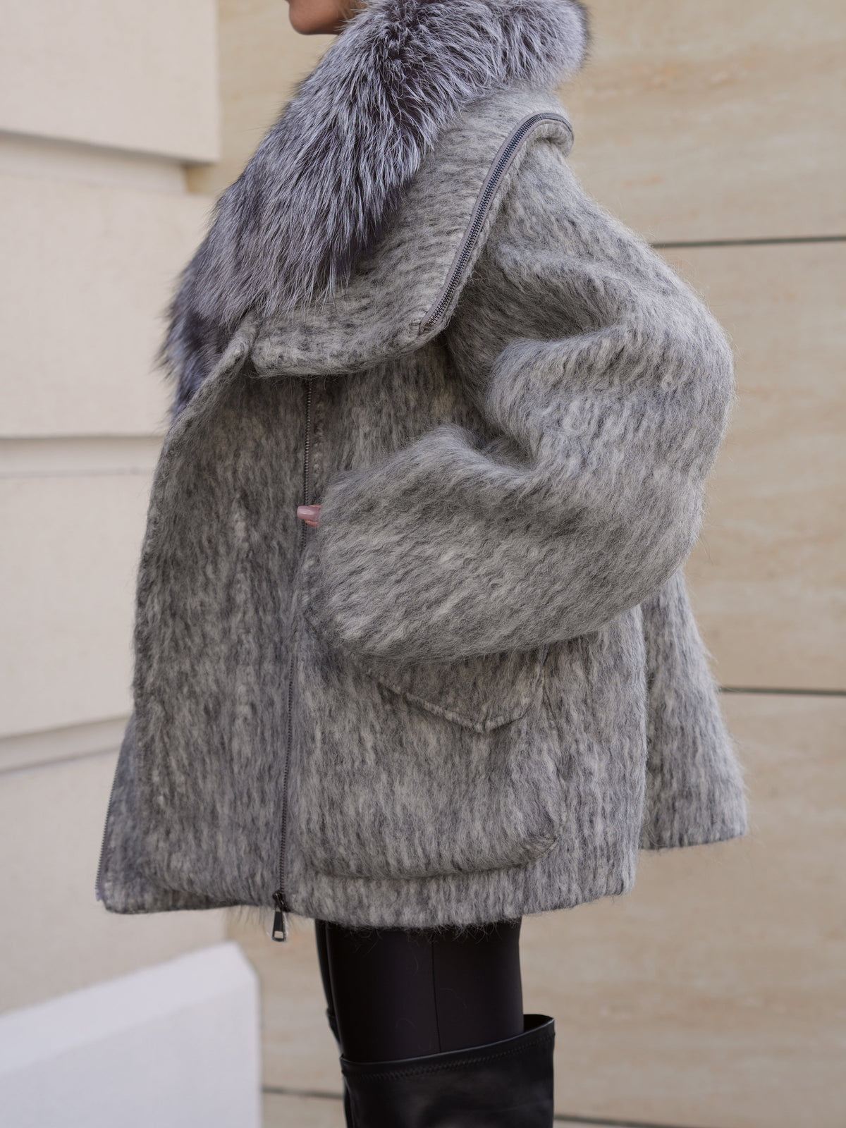 Pre-Order. Ships October 2026. Ares Genuine Fur Trim Down Fill Mohair Parka