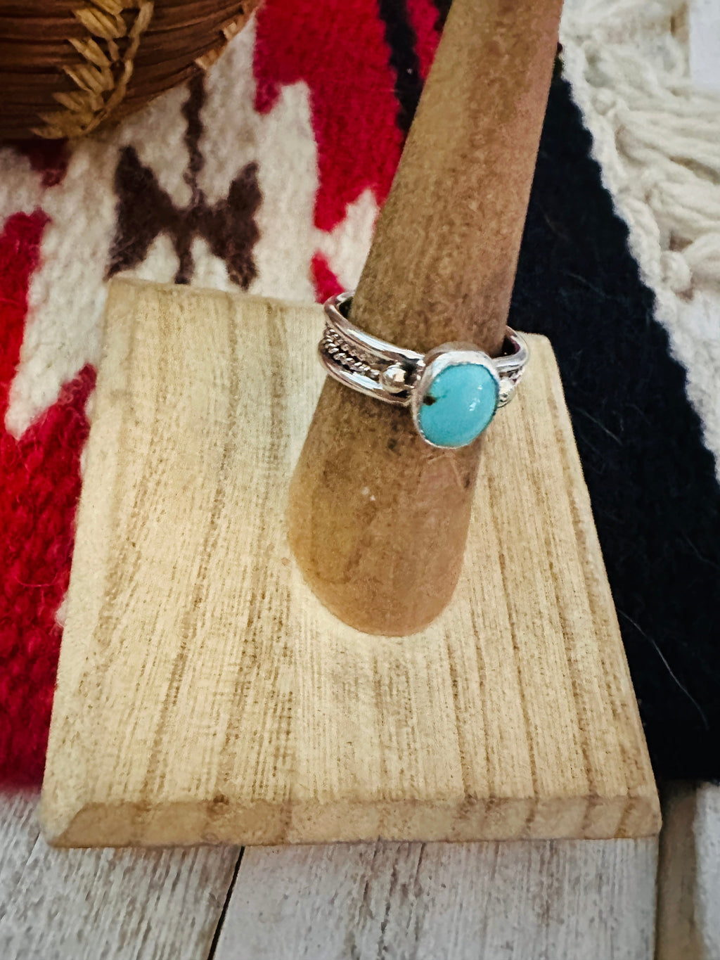 Handcrafted Turquoise & Sterling Silver Ring Size 5.5