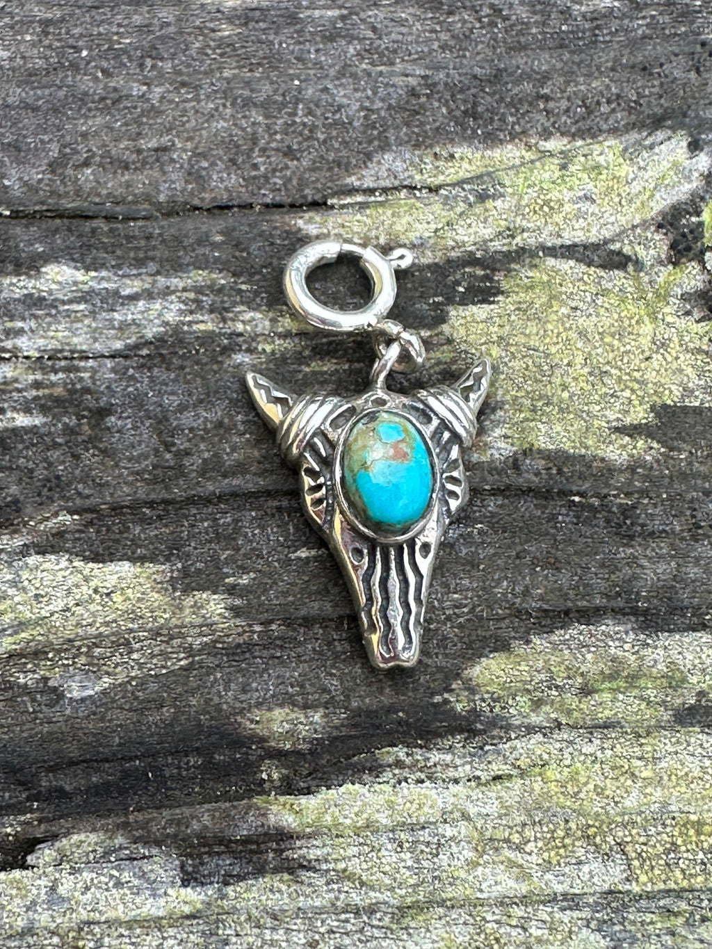 Handmade Sterling Silver and Turquoise Bull/ Steer Head Charm