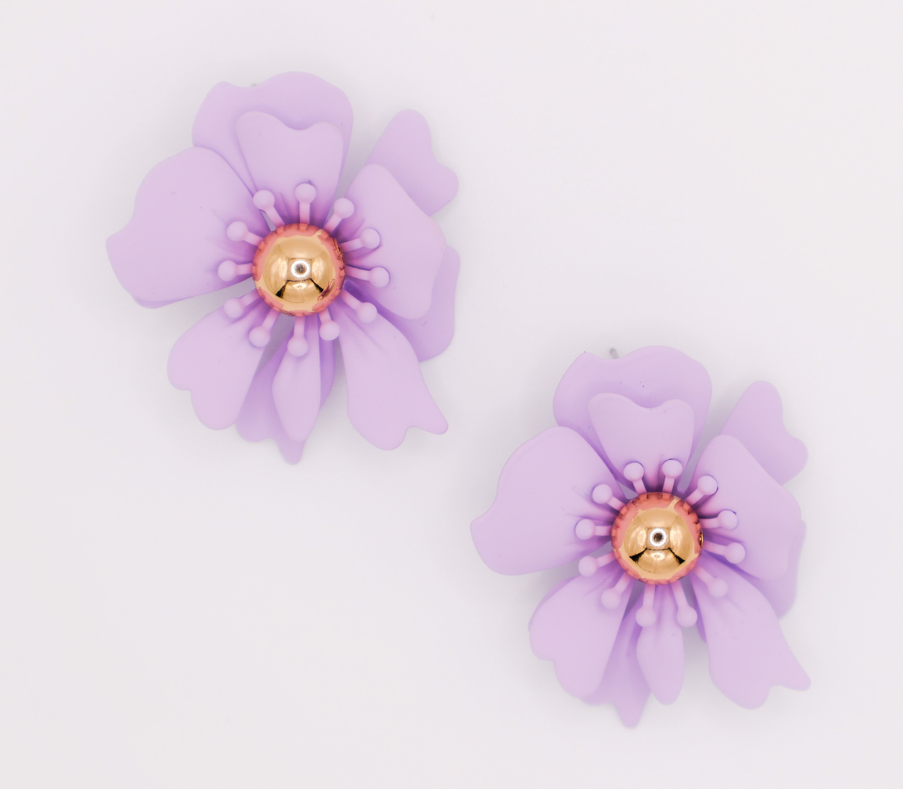 Purple Petal Glisten Earrings – Luxury Purple Floral Statement Earring