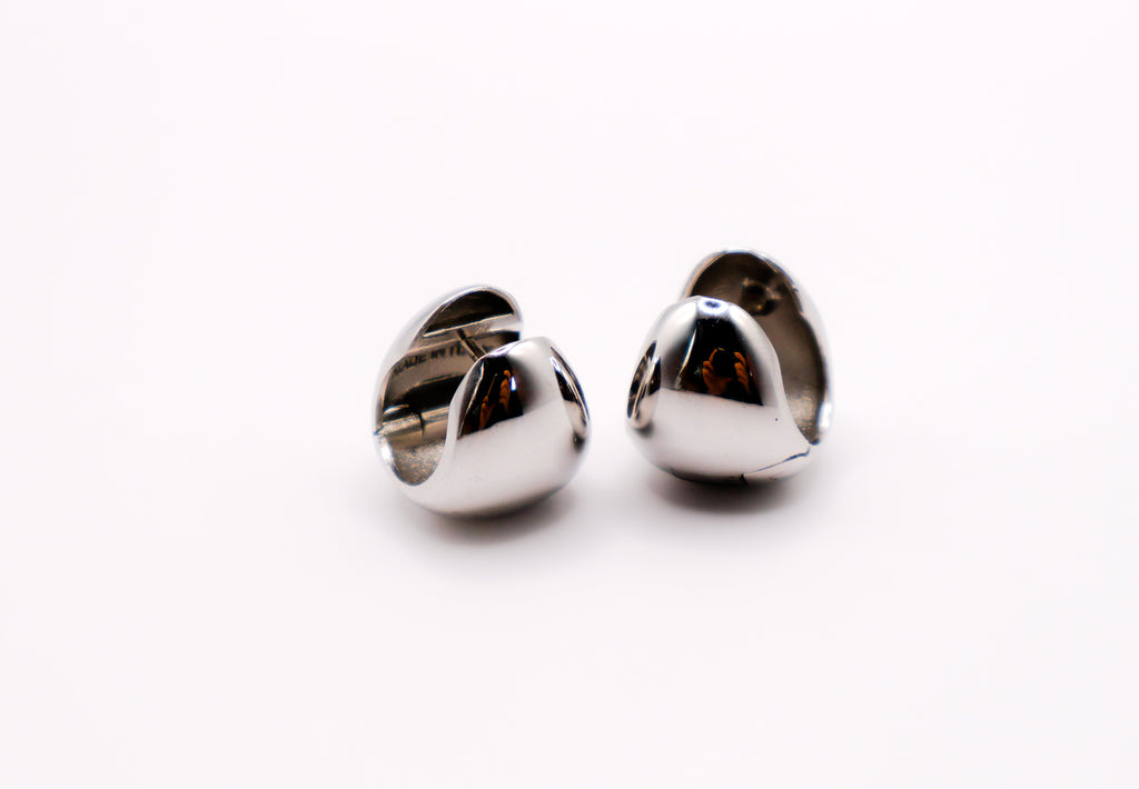 Italian Silver Peanut-Shaped Earrings