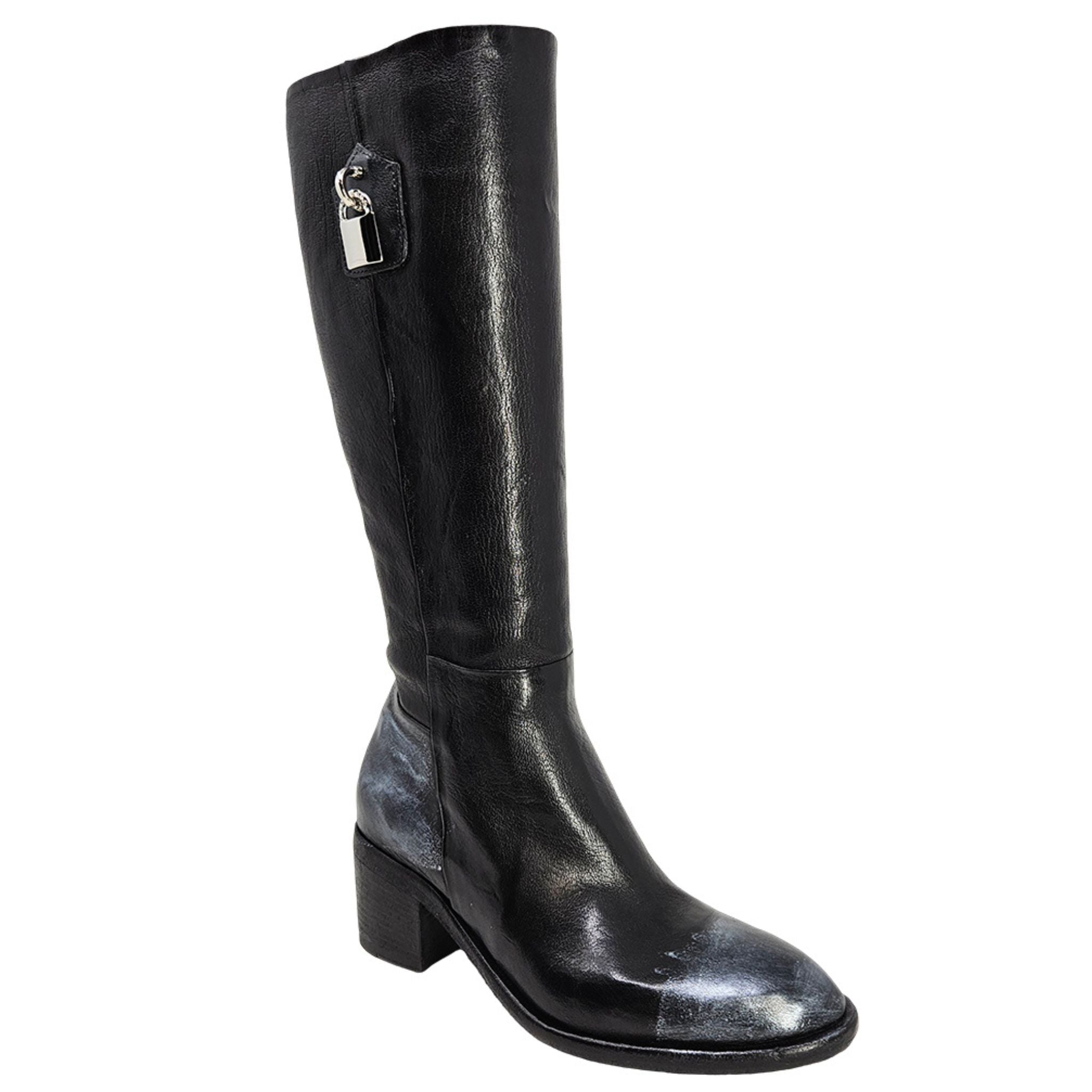 Black Tall Hand Rubbed Lock Boot
