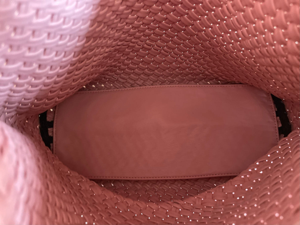 The Willow | Large Woven Vegan Leather Tote - Light Pink