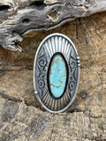 Handcrafted Number 8 Turquoise & Sterling Silver Statement Ring Size 8.5 Signed