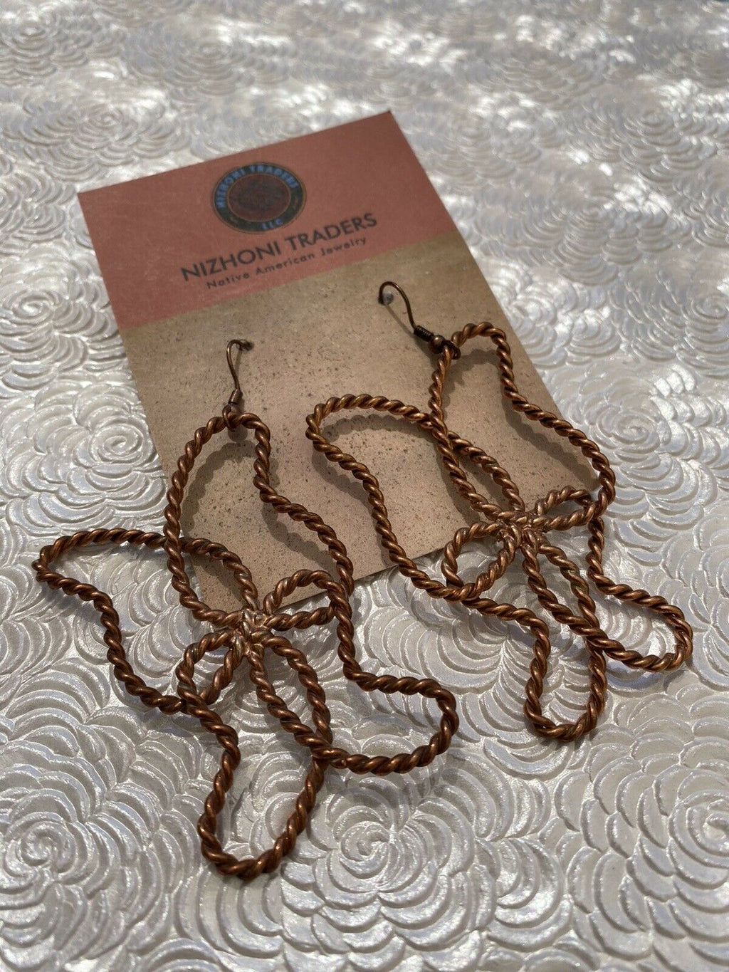 Handcrafted Copper Butterfly Twist Wire Dangle Earrings