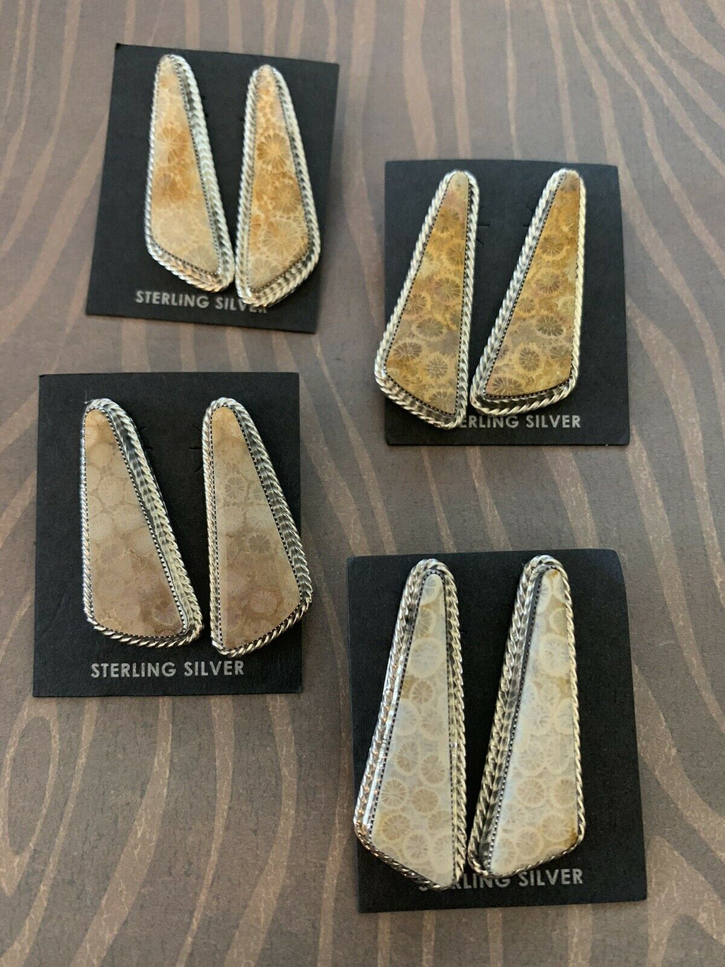 Handcrafted Fossilized Coral & Sterling Silver Studs