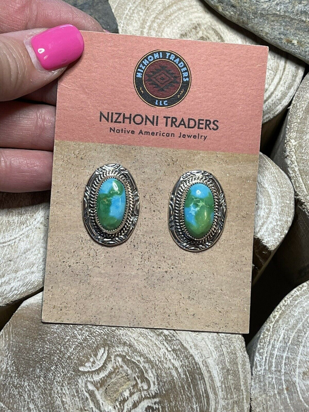 Handcrafted Sonoran Mountain Turquoise & Sterling Silver Stud Post Earrings
