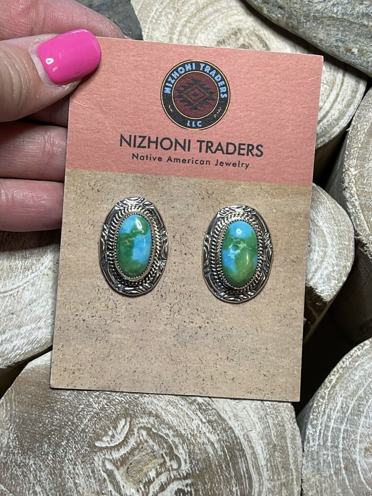 Handcrafted Sonoran Mountain Turquoise & Sterling Silver Stud Post Earrings