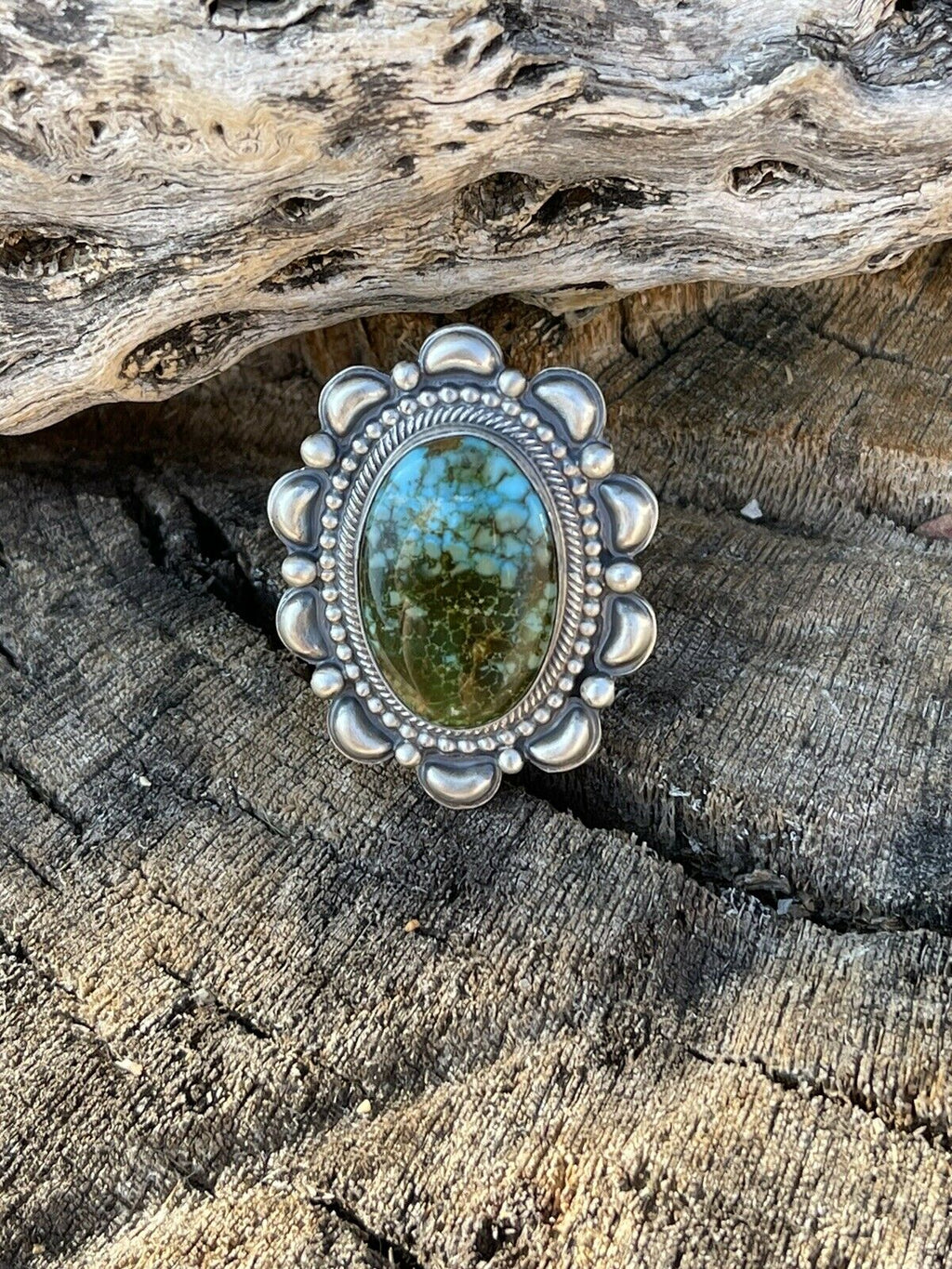 Sterling Silver Turquoise Statement Ring Size 6.5