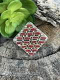 Handcrafted Sterling Silver Square Platform Red Coral Ring Sz 8