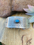 Handcrafted Vintage Turquoise & Sterling Silver Cuff Bracelet Signed