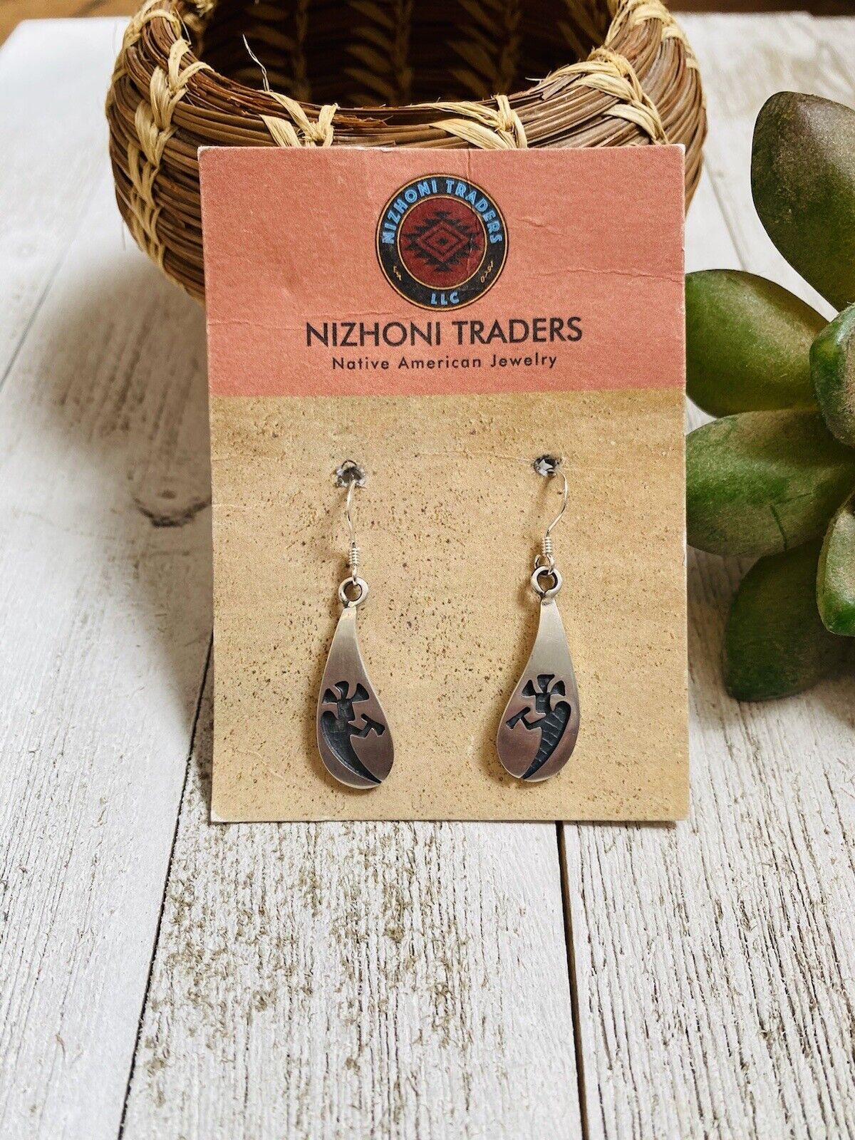 Handcrafted Sterling Silver Kokopelli Dangle Earrings
