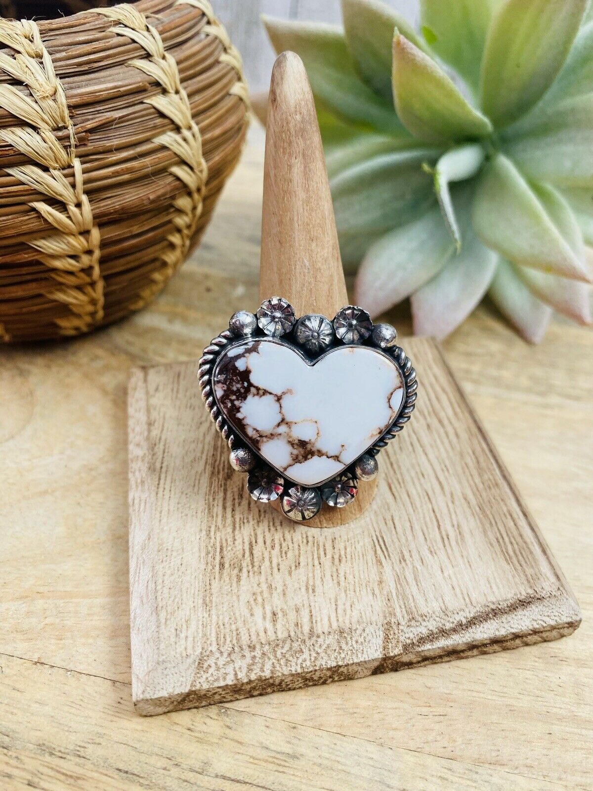 HandyWild Horse And Sterling Silver Heart Ring Size 10