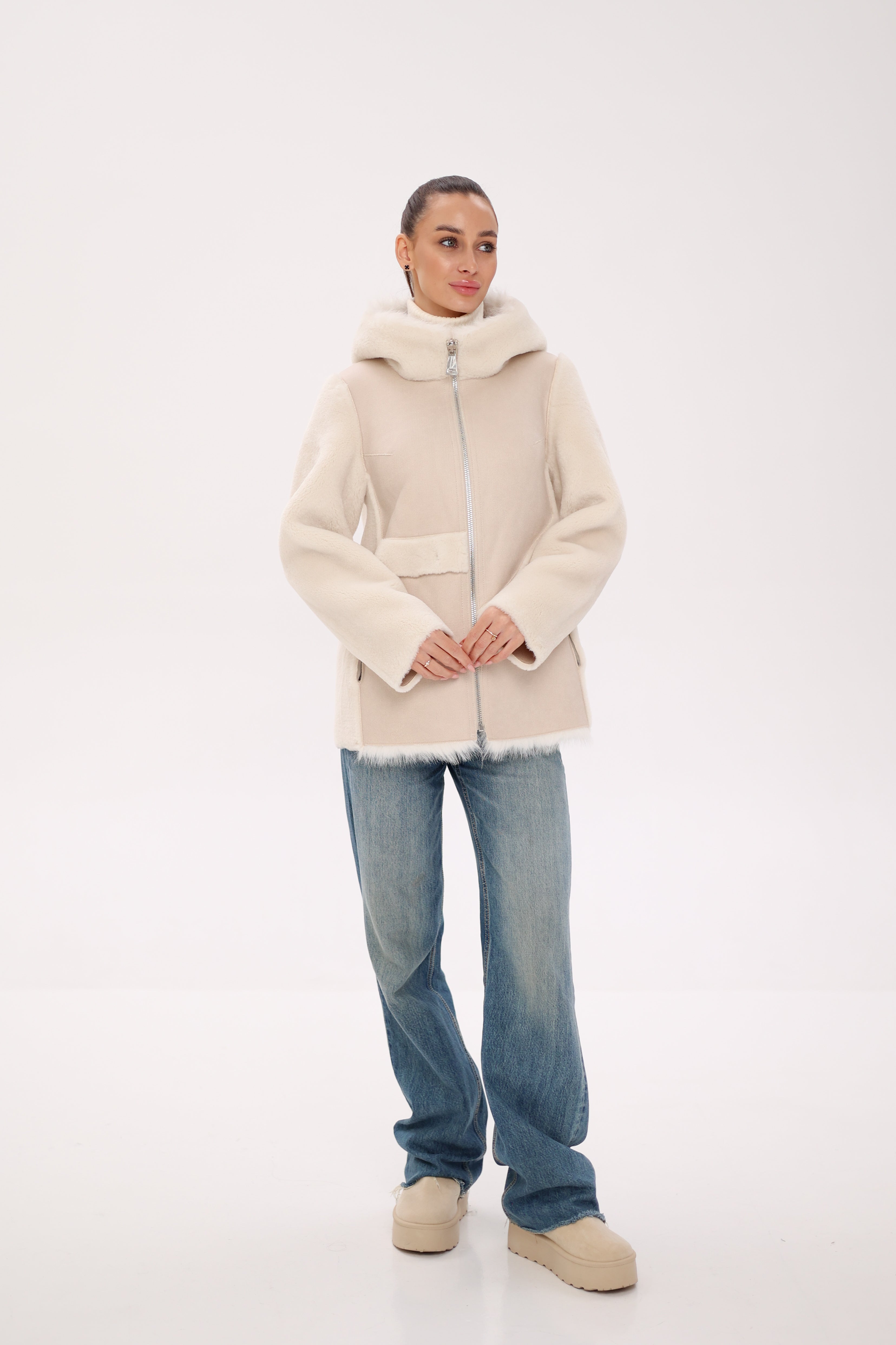 ⇆ Reversible Hooded Wool Blend Jacket