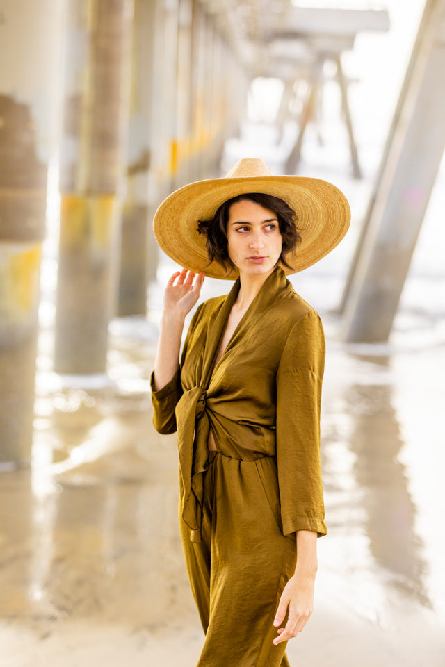 Western Wide Brim Palm Leaf Straw Hat