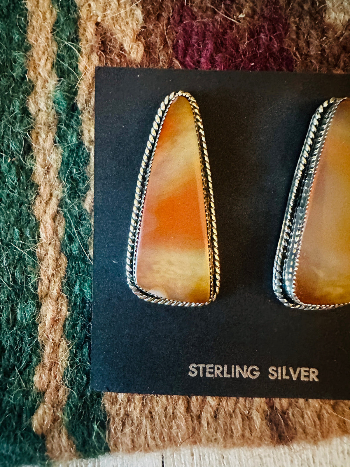 Handcrafted Jasper Sterling Silver Post Earrings Signed