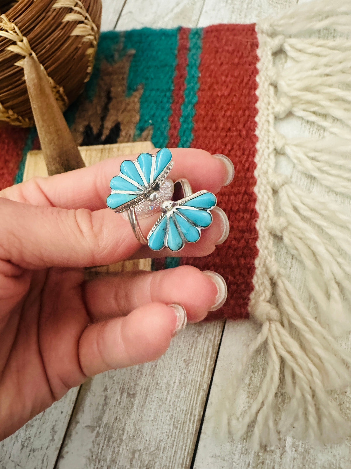 Handcrafted Sterling Silver & Turquoise Adjustable Ring