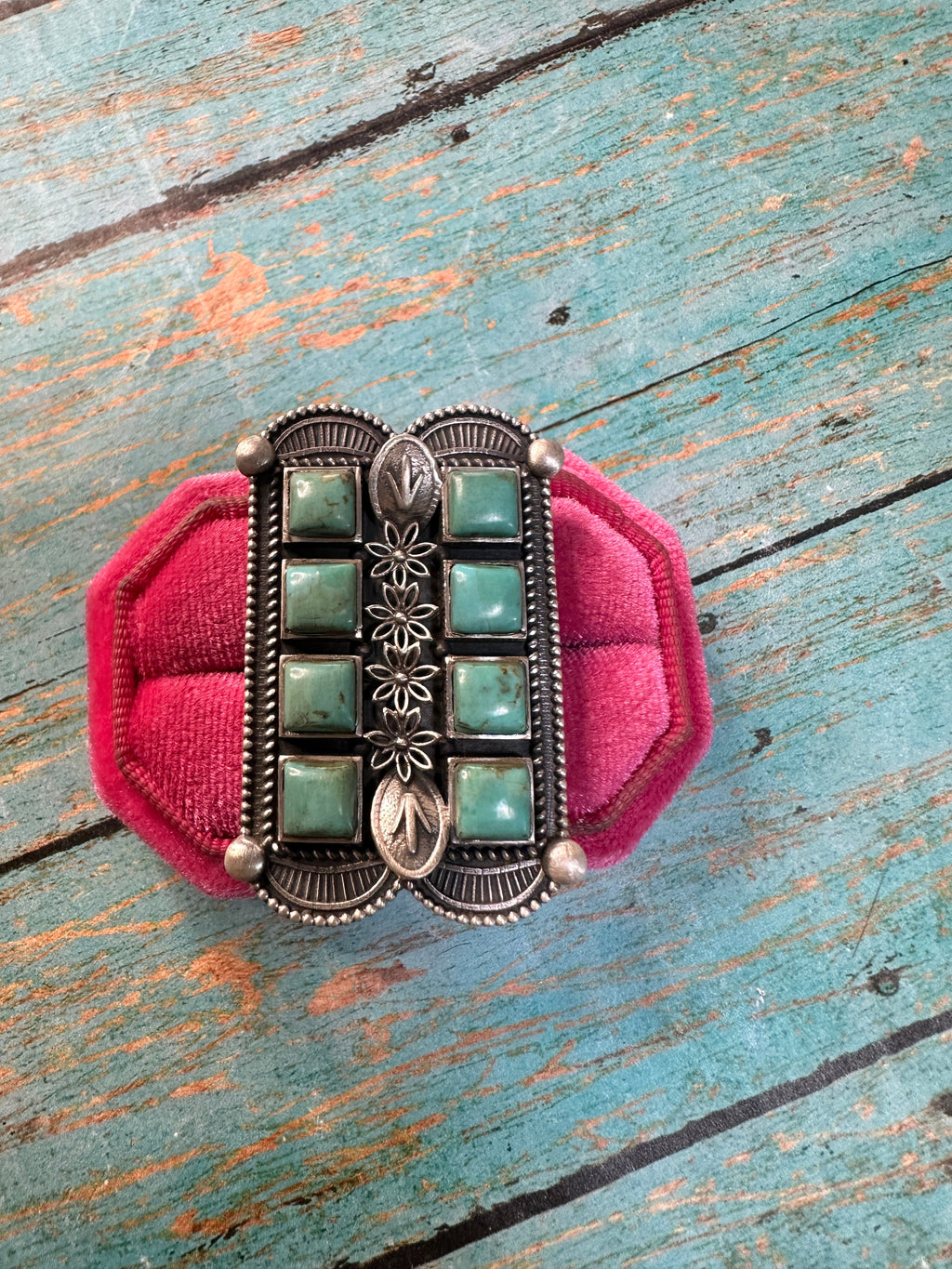 Handmade Turquoise & Sterling Silver Adjustable Double Row Ring