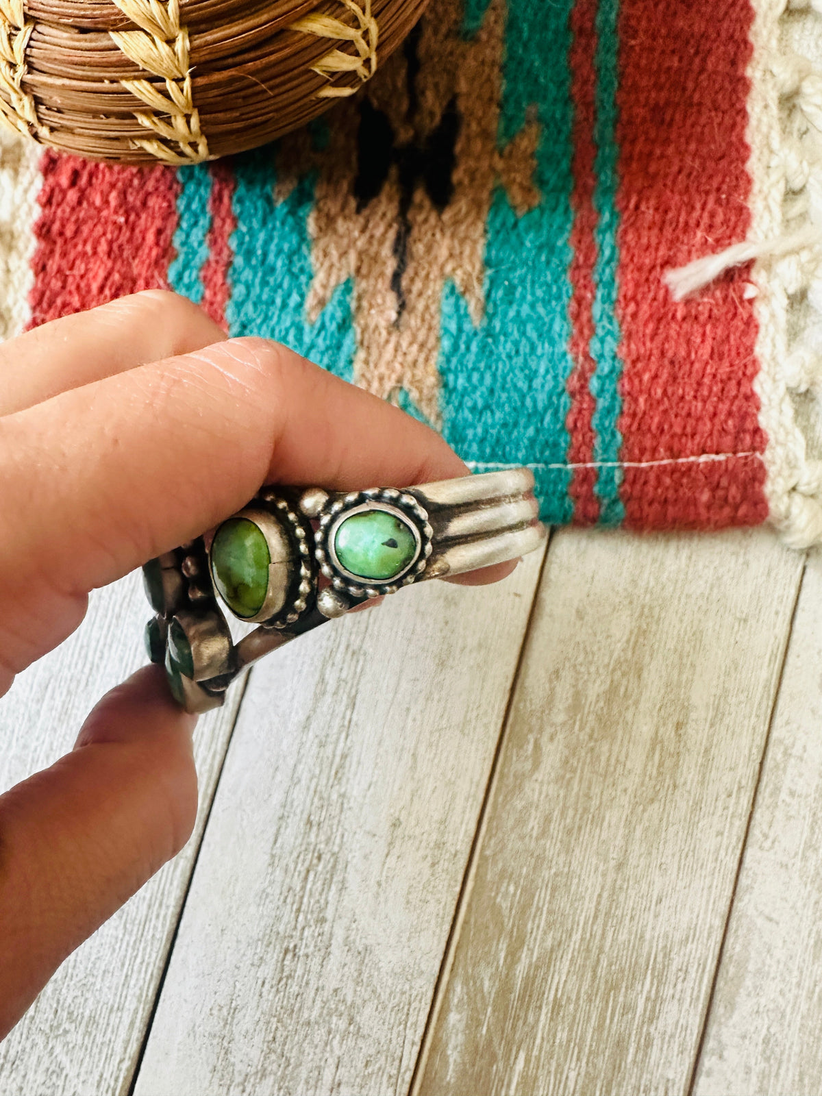 Handcrafted Sonoran Gold Turquoise & Sterling Silver Cuff Bracelet