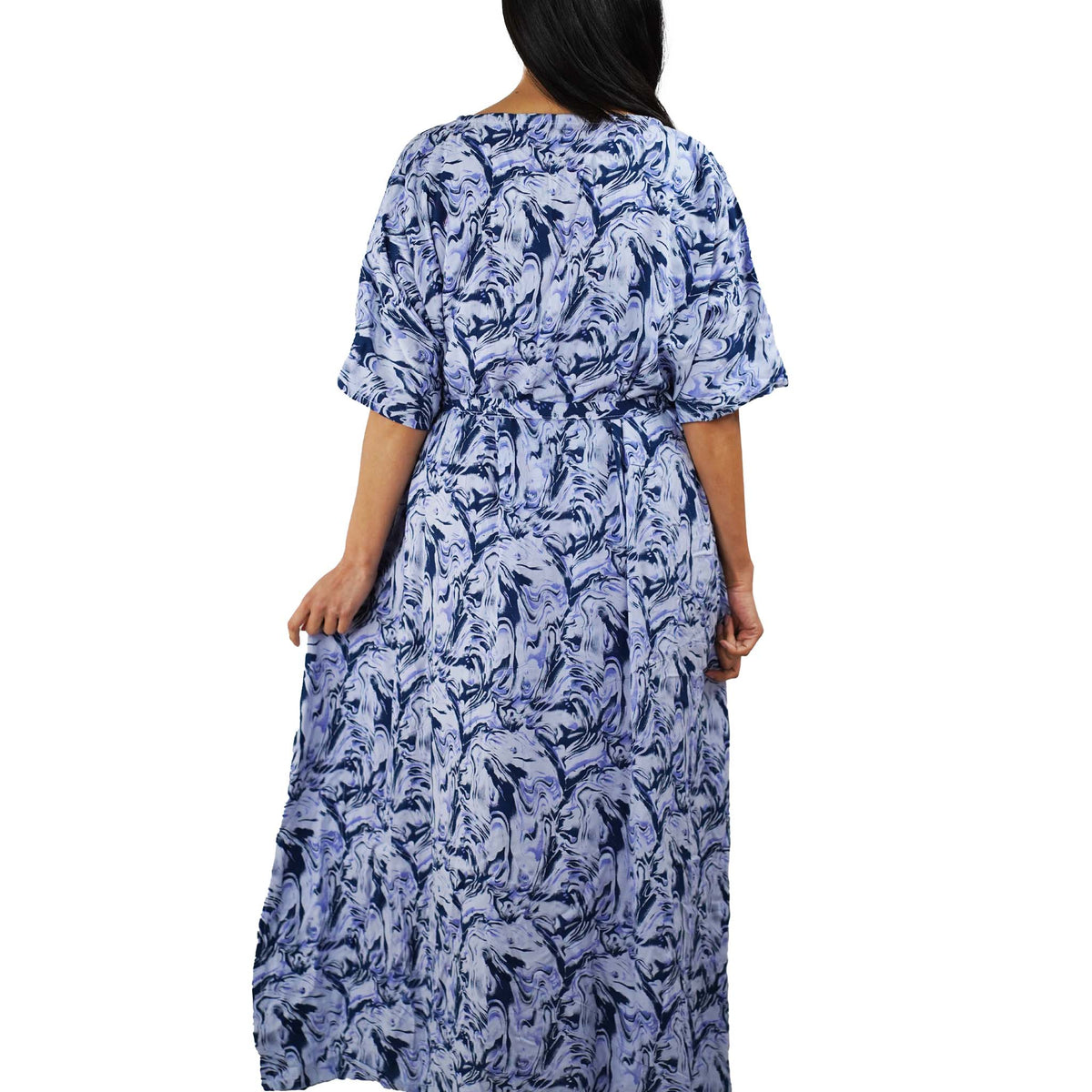 Kaftan Dress Rayon Blue Marble Lightweight