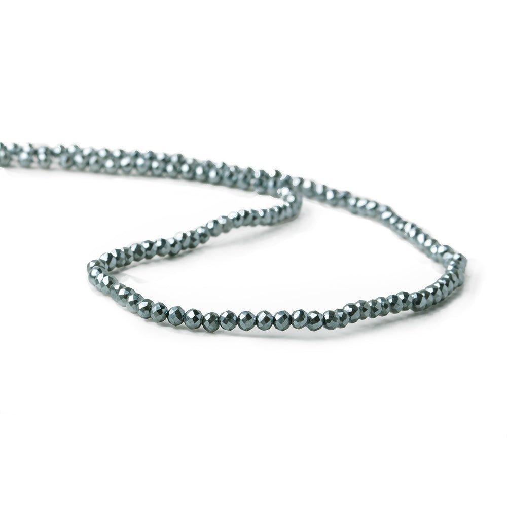 3mm Metallic Grey Shell Pearl micro faceted round beads 13 inch 133 pieces