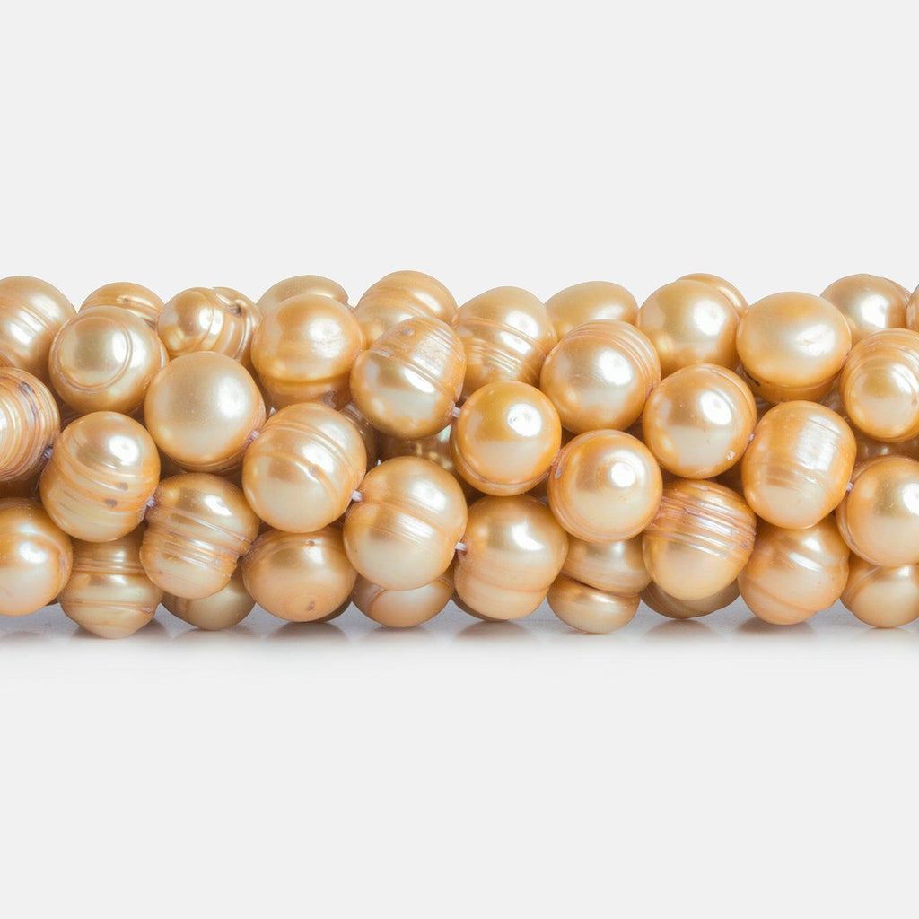 9x11mm Champagne Ringed Baroque Freshwater Pearls 16 inch