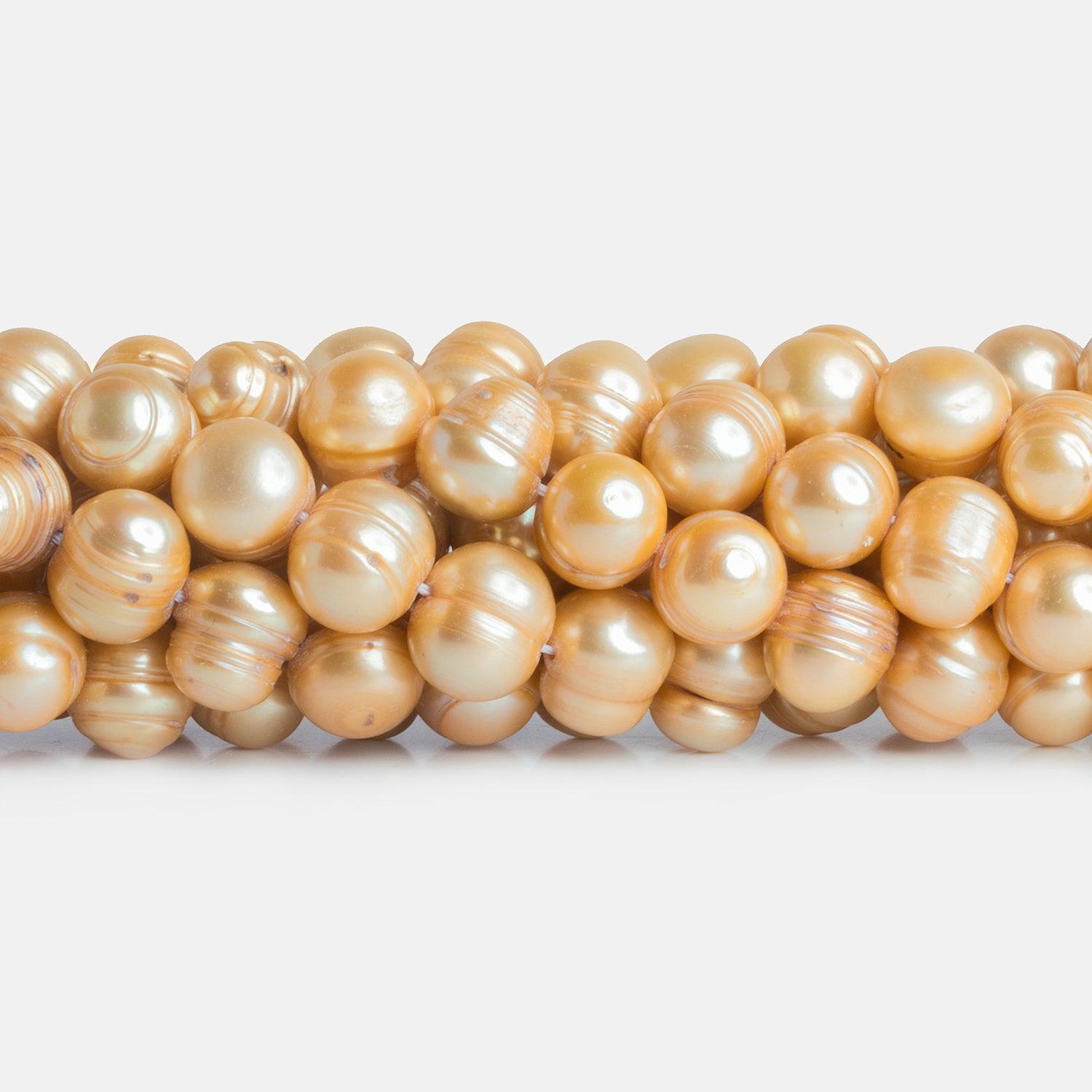 9x11mm Champagne Ringed Baroque Freshwater Pearls 16 inch