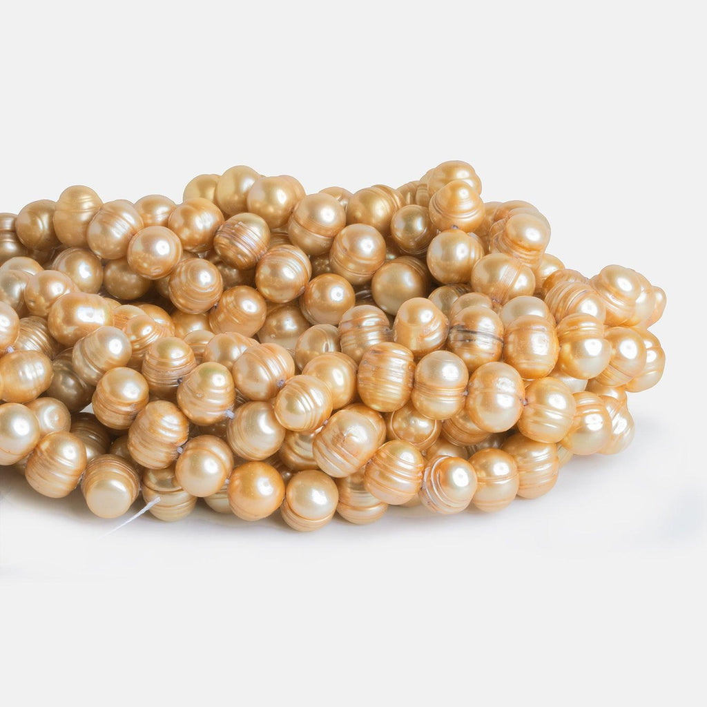9x11mm Champagne Ringed Baroque Freshwater Pearls 16 inch