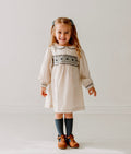 Natural Linen Blend Hand Smocked Girl's Dress