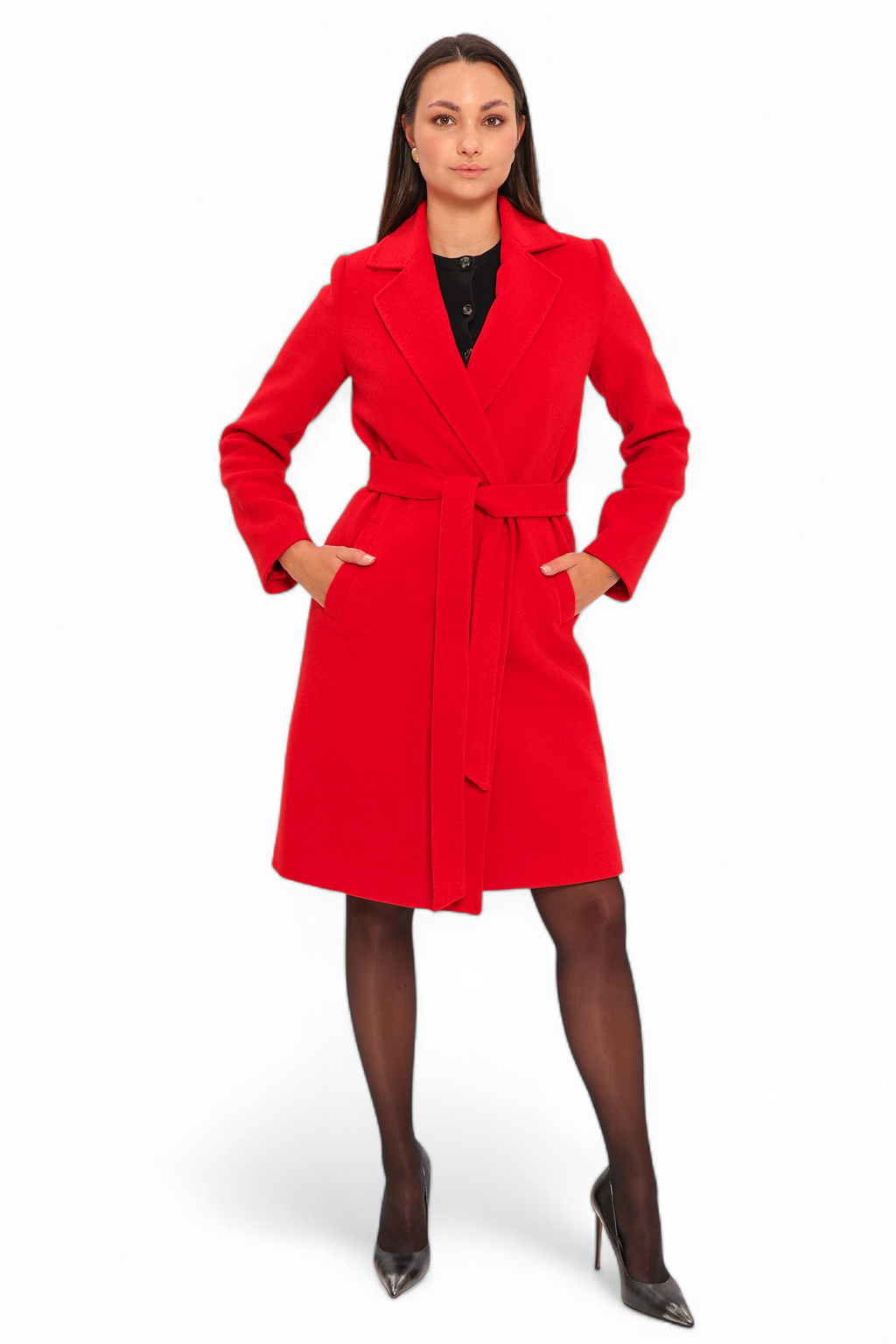 Windsor Classic Wraparound Cashmere Blend Overcoat in Red