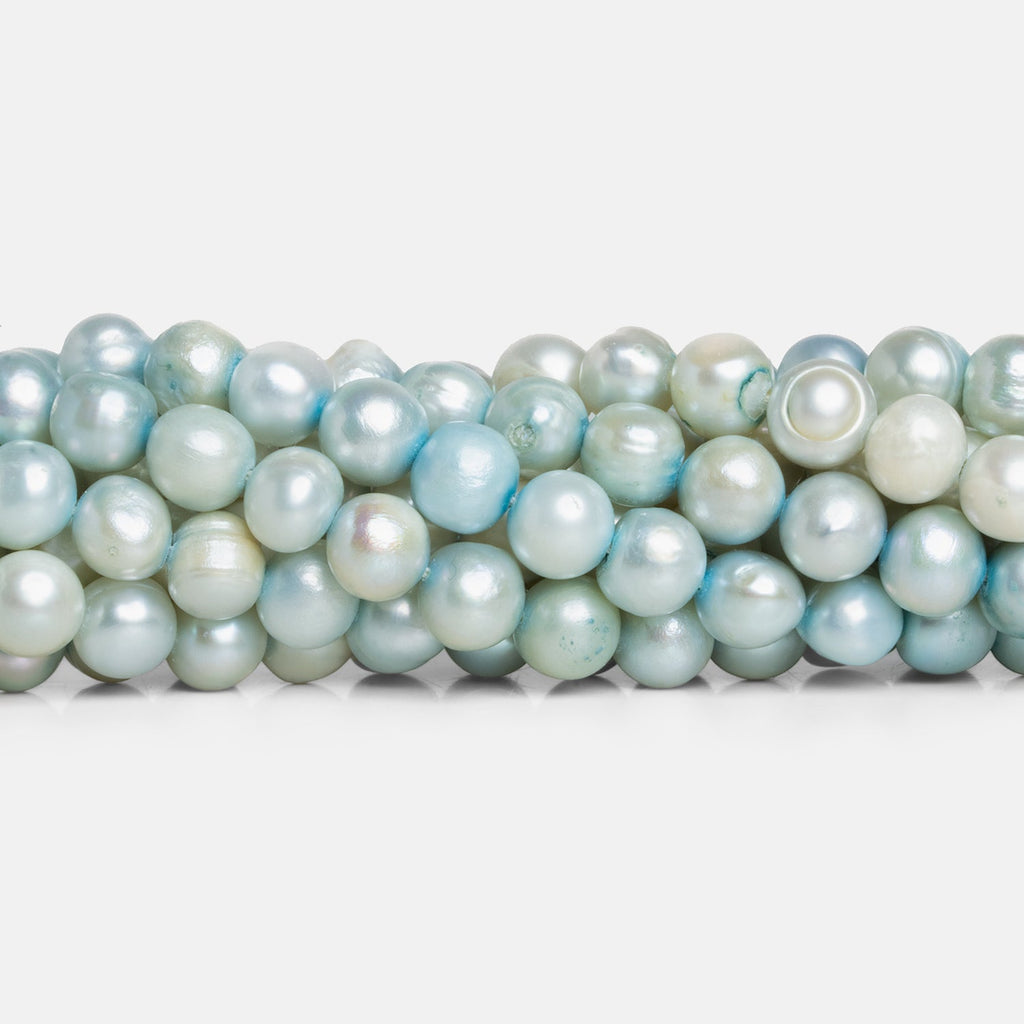6-7mm Aqua Blue Shaded Baroque Freshwater Pearls 14 inch 55 beads