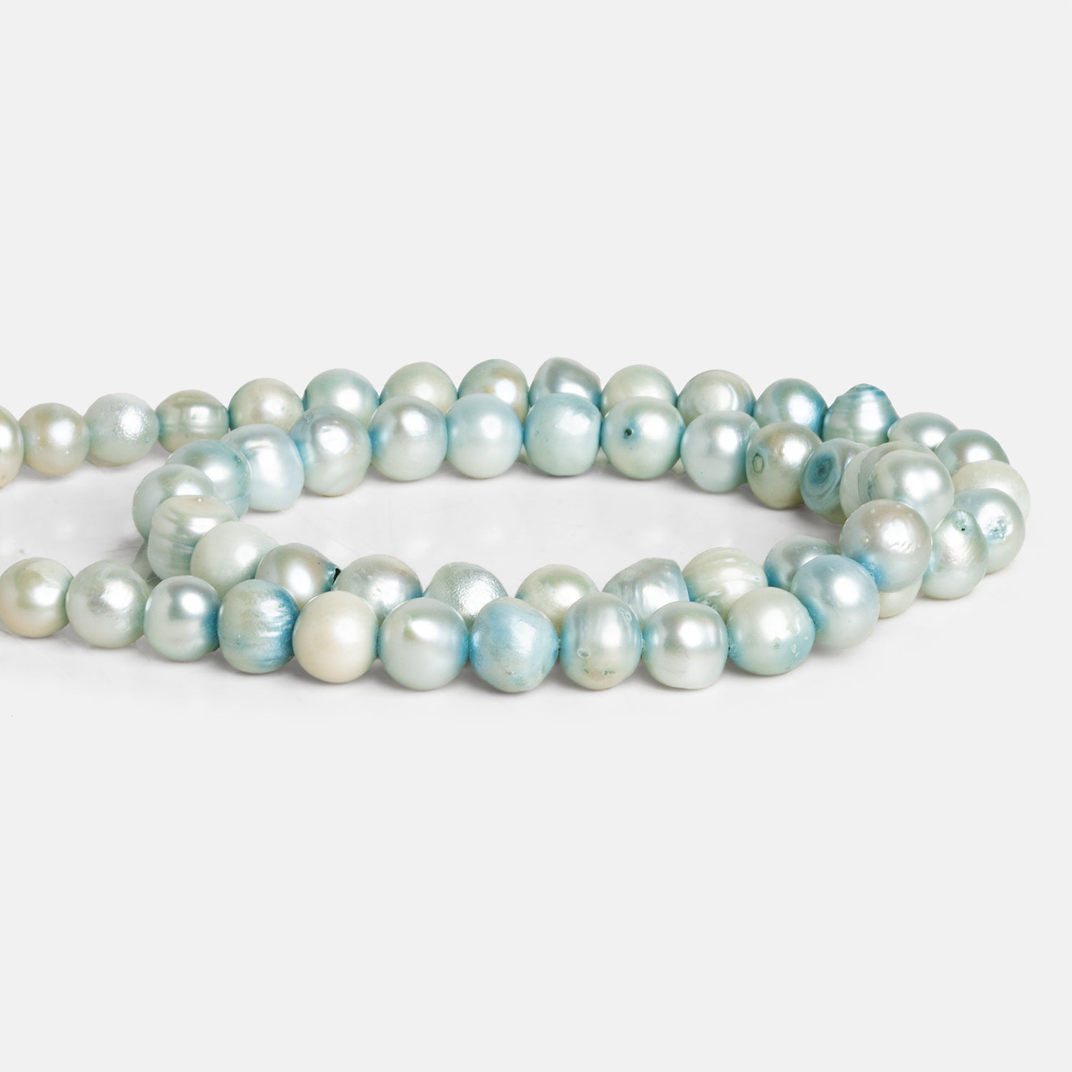 6-7mm Aqua Blue Shaded Baroque Freshwater Pearls 14 inch 55 beads