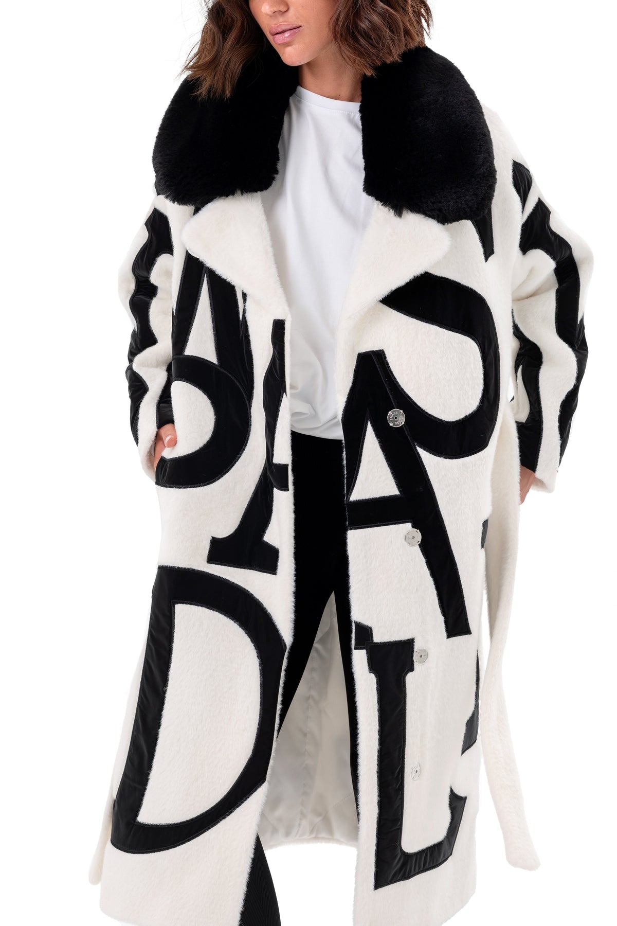 Pre-Order. Re-Stock Ships October 2026. Maru Eco Fur Intarsia Winter Coat