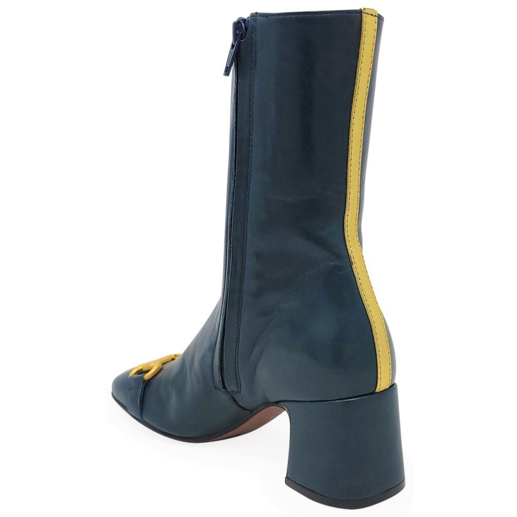 Teal Leather Back Stripe Boot