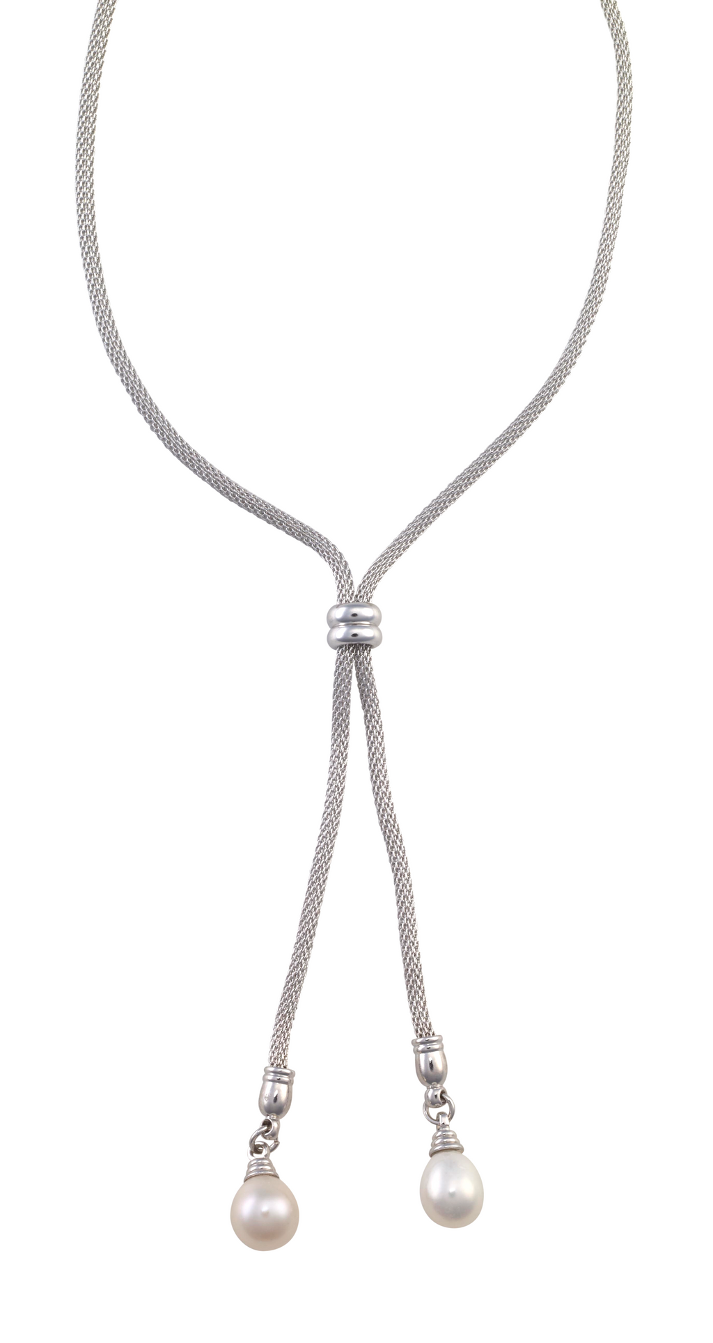 Double pearl lariat necklace