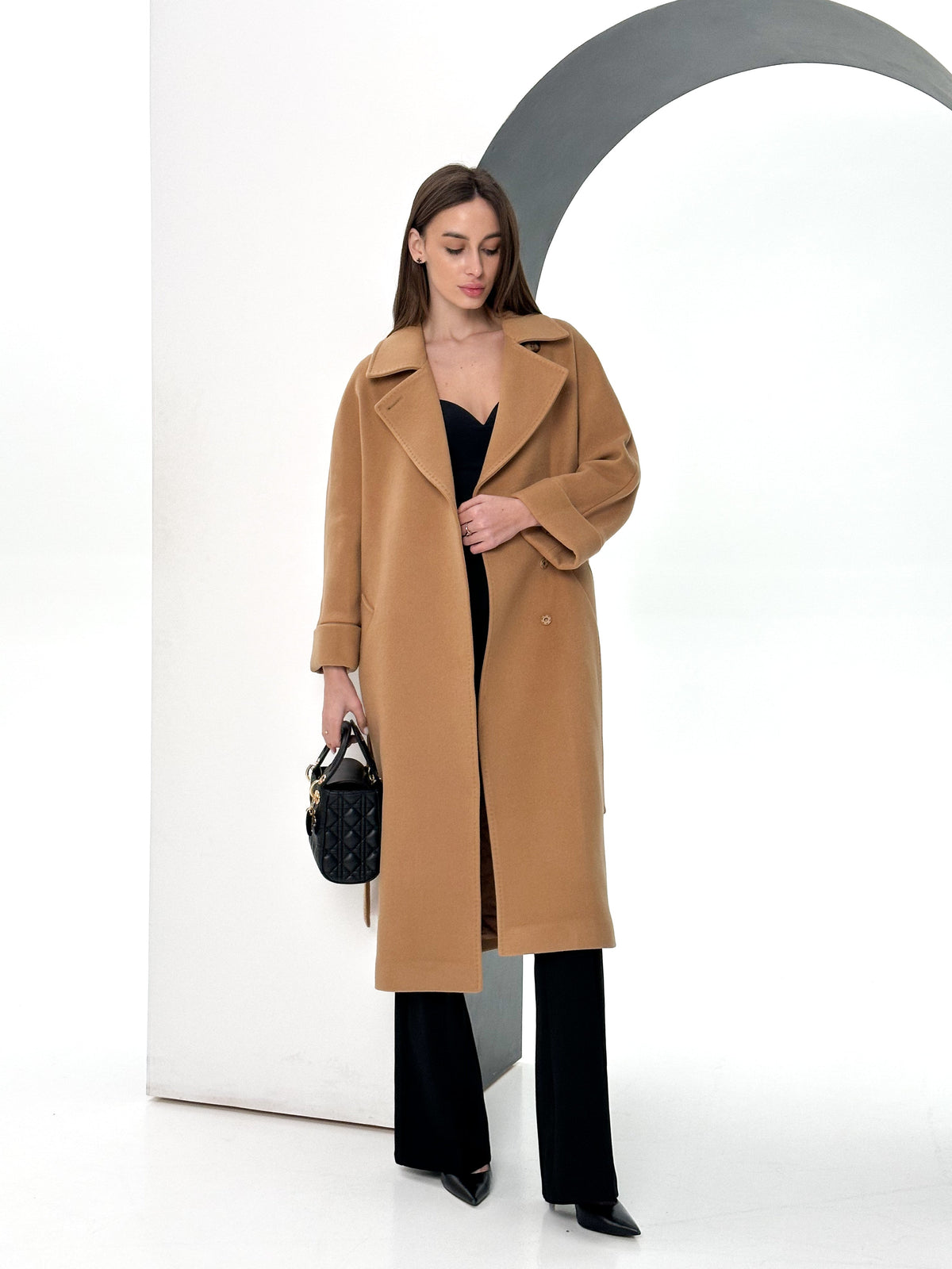 Monique Tailored Cashmere Wool Blend Coat in Bluff