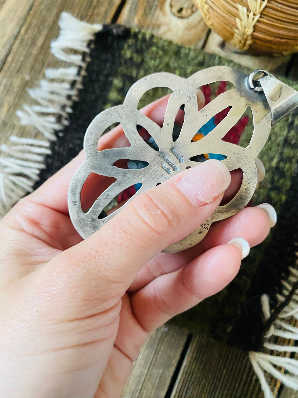 Handcrafted Sterling Silver & Turquoise Pendant By Chimney Butte