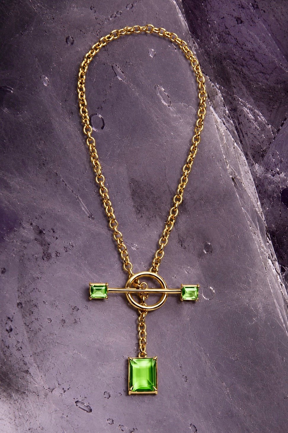 Gem Drop Toggle Necklace in Green Envy (Gold) SHIPS IN FEBRUARY