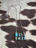 Handmade Number 8 Turquoise & Sterling Silver Cluster Bar Necklace