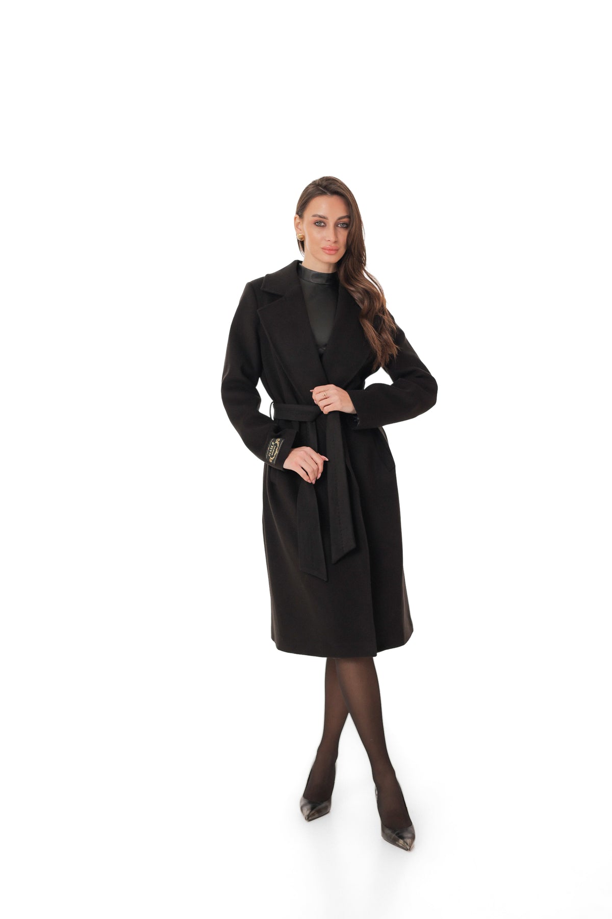 Zane Cashmere Wool Blend Overcoat in Black