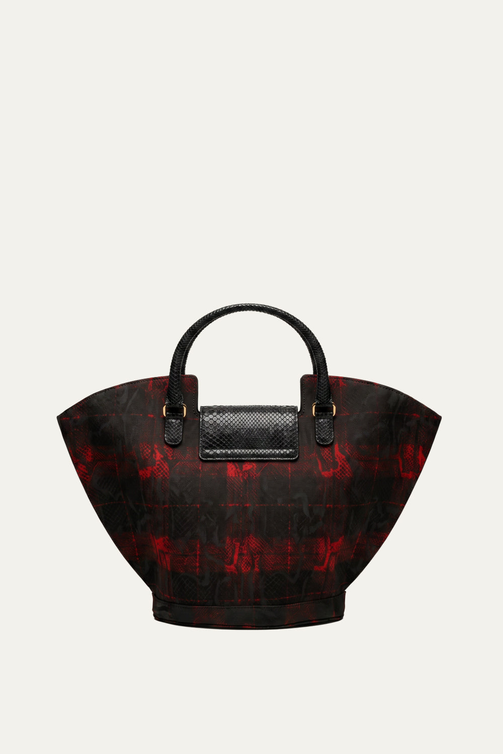 Abanico Large in Red Tartan/Black Leather