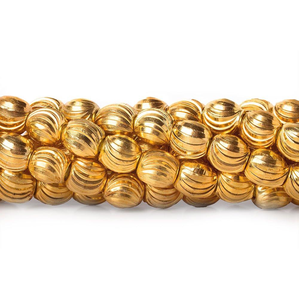 4mm 22kt Gold Plated Brass Wavy Groove Rounds 8 inch 52 beads – Elise ...
