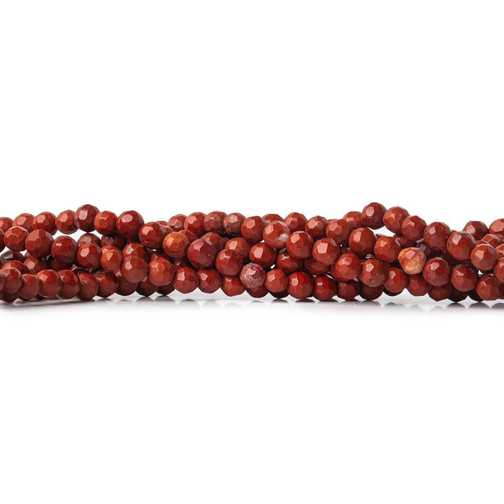 4mm Red Jasper Faceted Round Beads, 14 inch